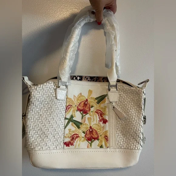 Sharif White and Floral Tote Bag NWT - Picture 2 of 9